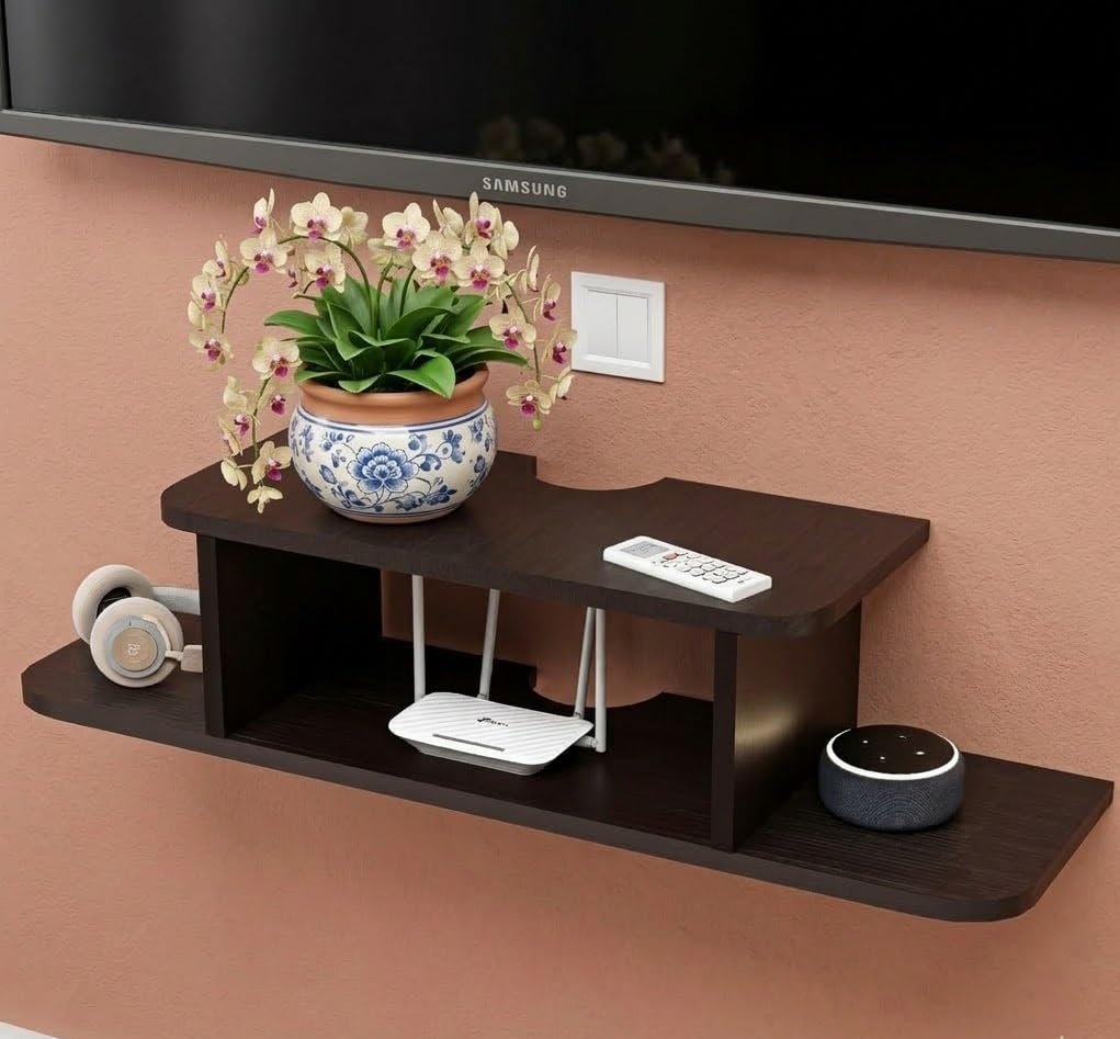 Modern Wall Mounted TV Unit with Storage Shelves | Floating Entertainment Center for Living Room