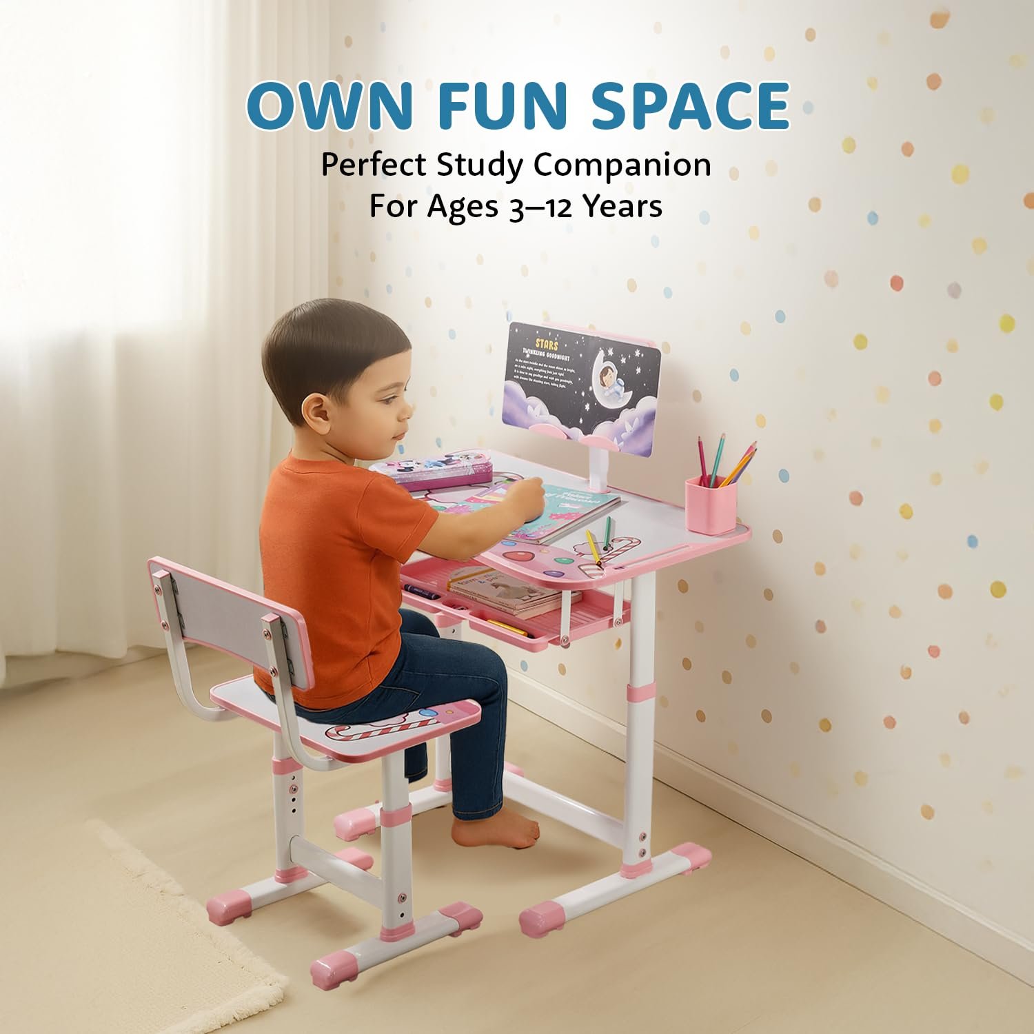 Amazon Brand - Supples Study Table for Kids | Suitable for 3-12 Years