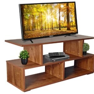 AAROORA Engineered Wood TV Entertainment Unit with Storage Shelf (Wallnut Finish), 30 x 90 x 55 CM